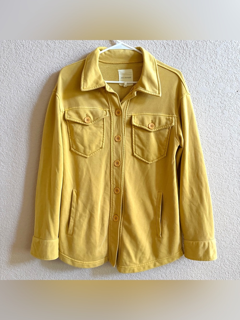 Avec Les Filles Women's XS Shacket Mustard‎ Yellow Cotton Blend Shirt Jacket